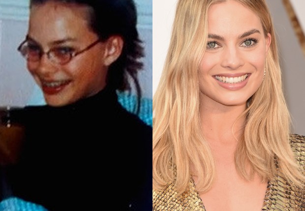 Margot Robbie aos 13 anos e atualmente aos 25 (Foto: ABC e Jason Merrit/Getty Images)