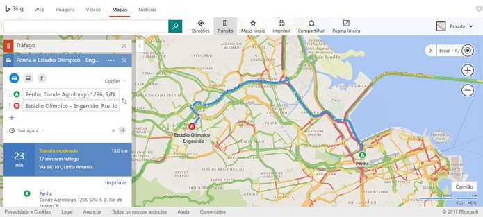Bing Maps mostra intensidade do tráfego e acidentes em tempo real (Foto: Reprodução)