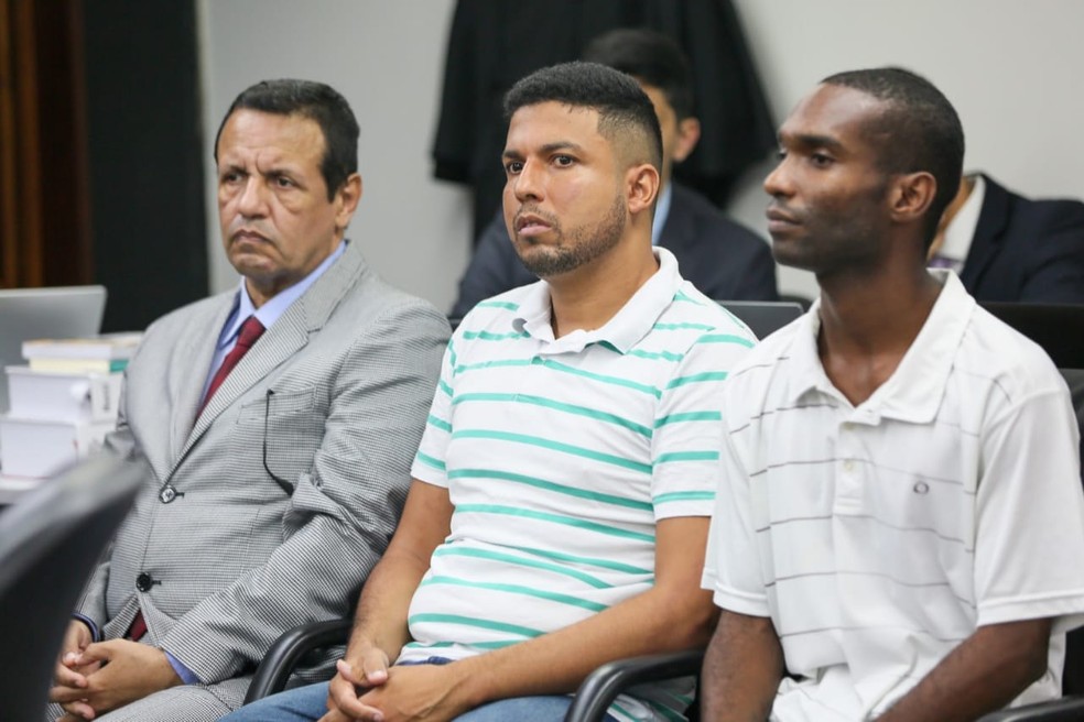 Sinval José Alves, Irlan Almeida de Jesus e Denisvaldo Bezerra da Silva Filho são acusados do assassinato de advogado na Ponta Verde, em Maceió, em 2018 — Foto: Caio Loureiro/Ascom TJ-AL