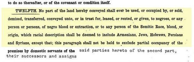 Leis americanas permitiam que negros (e pessoas de outras origens) fossem proibidos de viver em determinadas casas. Na foto, documento de Washington, 1958 (Foto: BBC)
