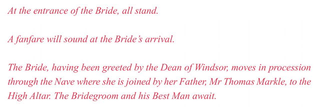 Trecho do livreto oficial da cerimônia religiosa de casamento de Harry e Meghan (Foto: Reprodução)