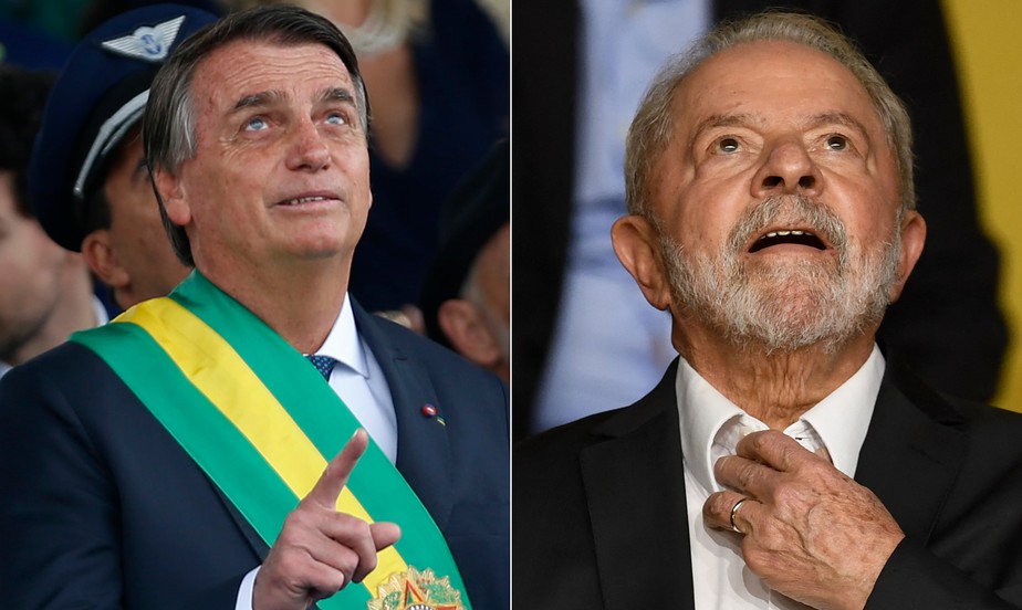 Os candidatos à Presidência Luiz Inácio Lula da Silva (PT) e Jair Bolsonaro (PL)
