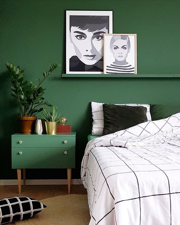 Ideias para decoração de quarto vintage verde