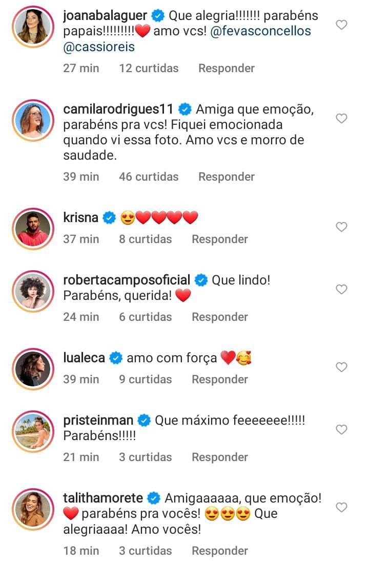 Amigos comemoram notícia de gravidez de Fernanda Vasconcellos (Foto: Reprodução / Instagram)