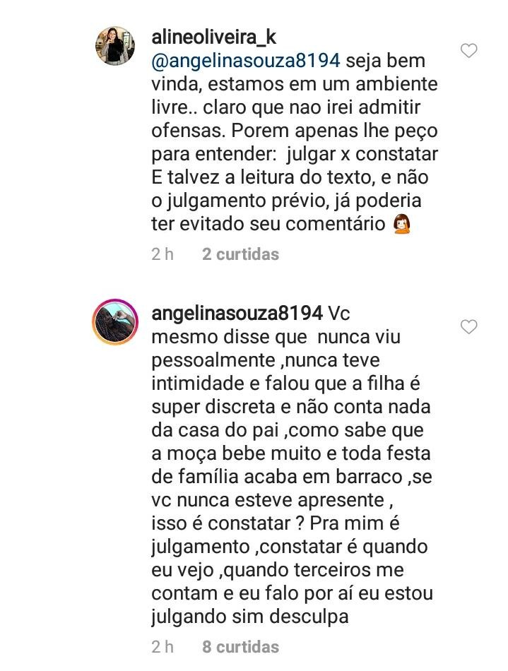 Aline Oliveira responde fãs de Maiara (Foto: Reprodução / Instagram)