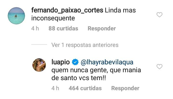 Seguidor critica Luana Piovani no Instagram (Foto: Reprodução: Instagram)