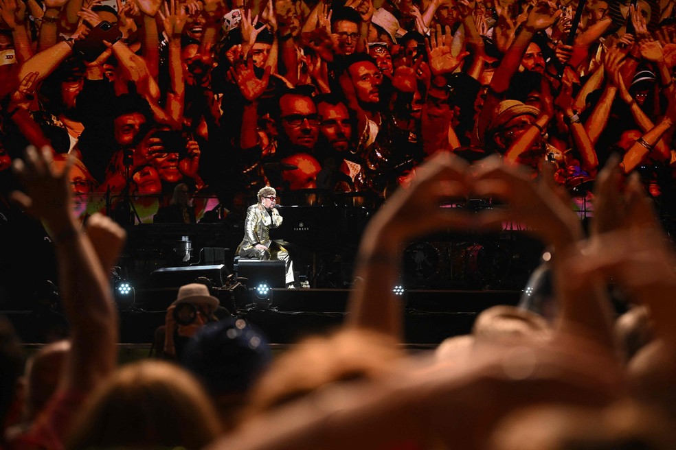 Elton John em Glastonbury: 'Eu nunca vou esquecer vocês' — Foto: Oli Scarff / AFP