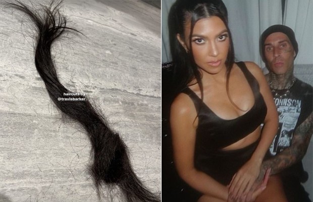 Kourtney Kardashian mostra mecha de cabelo cortada por Travis Barker (Foto: Reprodução/Instagram)