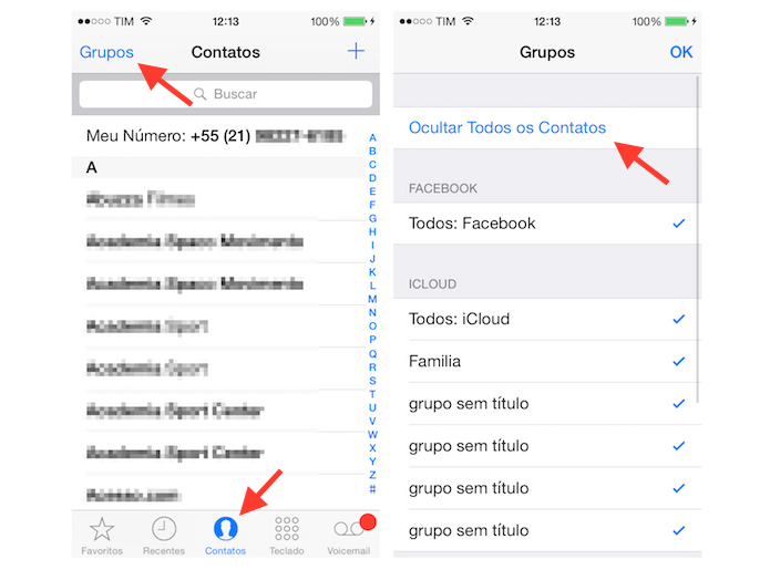 Ocultando grupos de contatos do iOS no iPhone (Foto: Reprodu??o/Marvin Costa)