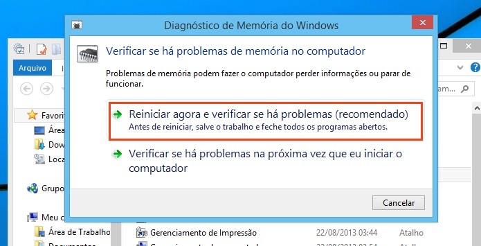 Ferramenta Diagnóstico de memória do Windows (Foto: Reprodução/Edivaldo Brito)