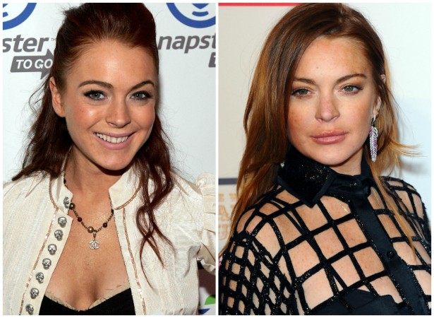 Lindsay Lohan em março de 2005 (à esq.) e em fevereiro de 2015. (Foto: Getty Images)