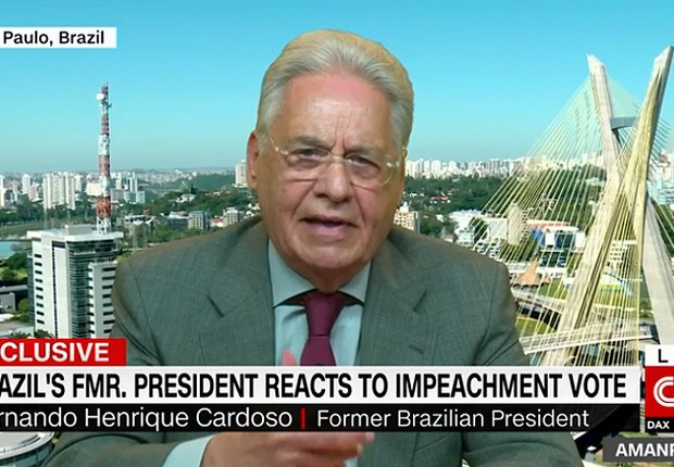 O ex-presidente Fernando Henrique Cardoso conversa com Christiane Amanpour, da CNN (Foto: Reprodução/CNN)