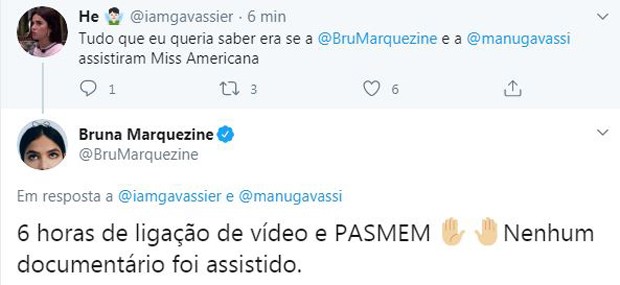 Bruna Marquezine fala sobre longa conversa com Manu Gavassi (Foto: Reprodução / Twitter)