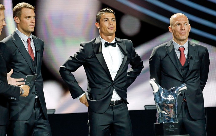 Neuer, Cristiano Ronaldo e Robben - melhor jogador da europa uefa (Foto: Reuters)