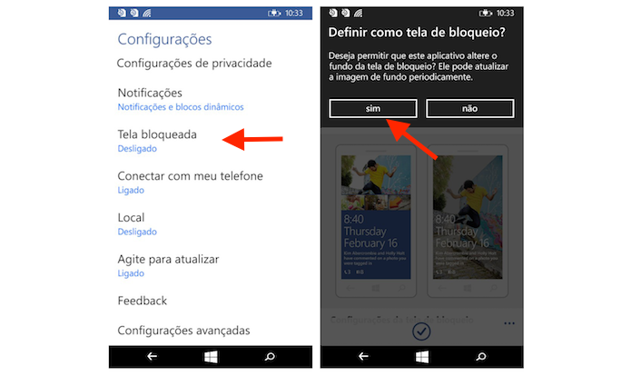 Permitindo que o Facebook altere a foto de exibição de tela bloqueada do Windows Phone (Foto: Reprodução/Marvin Costa)