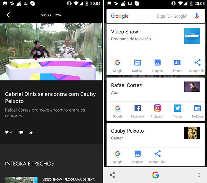 Google Now a um toque pode vasculhar Globo Play (Foto: Reprodução/Elson de Souza)