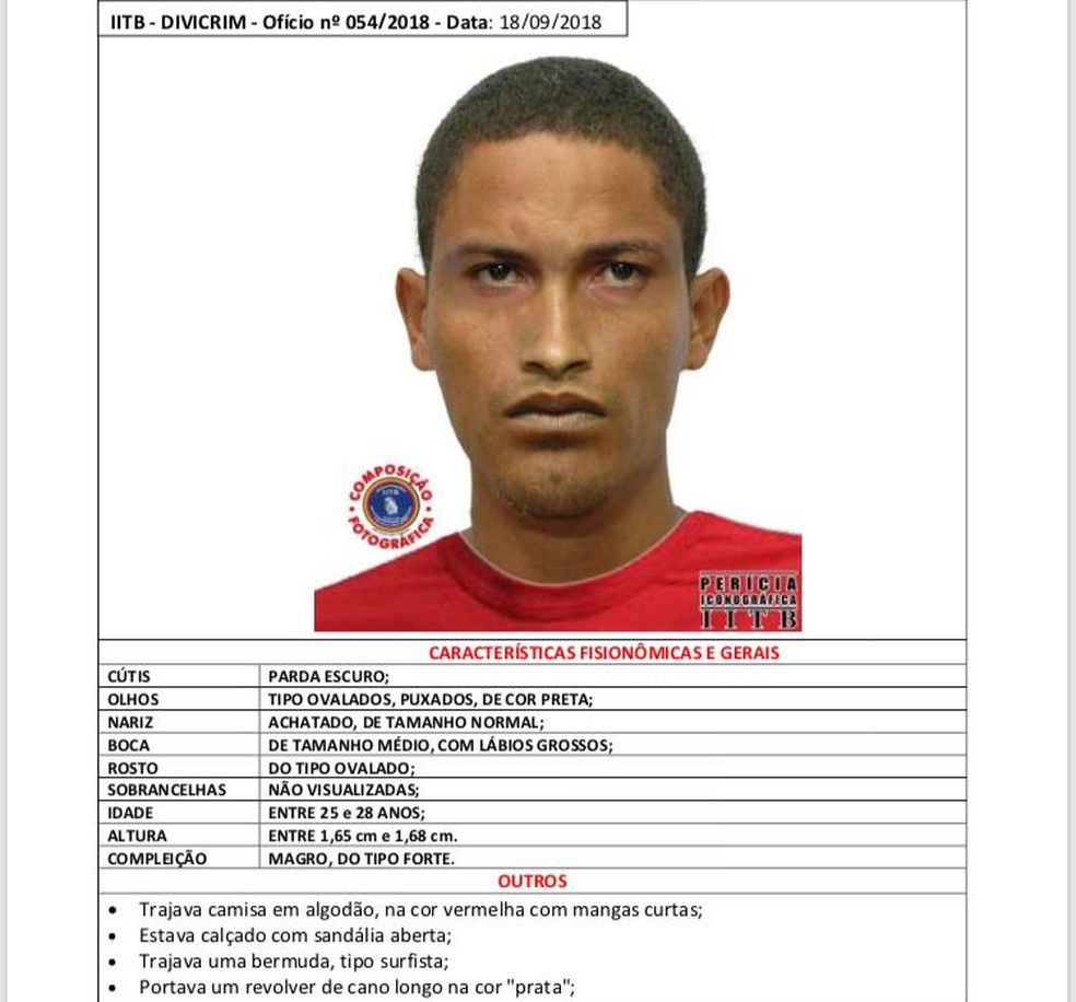 Retrato falado do homem que estuprou adolescente foi produzido pelo Instituto Tavares Buril — Foto: Polícia Civil/Divulgação