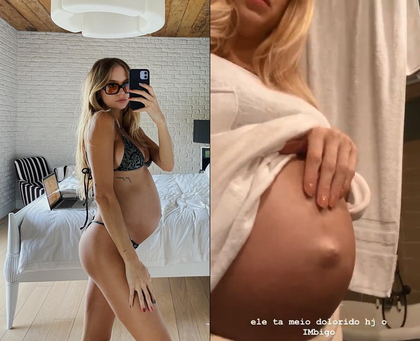 Grávida de gêmeos, Isabella Scherer se impressiona com umbigo (Foto: Reprodução/ Instagram )