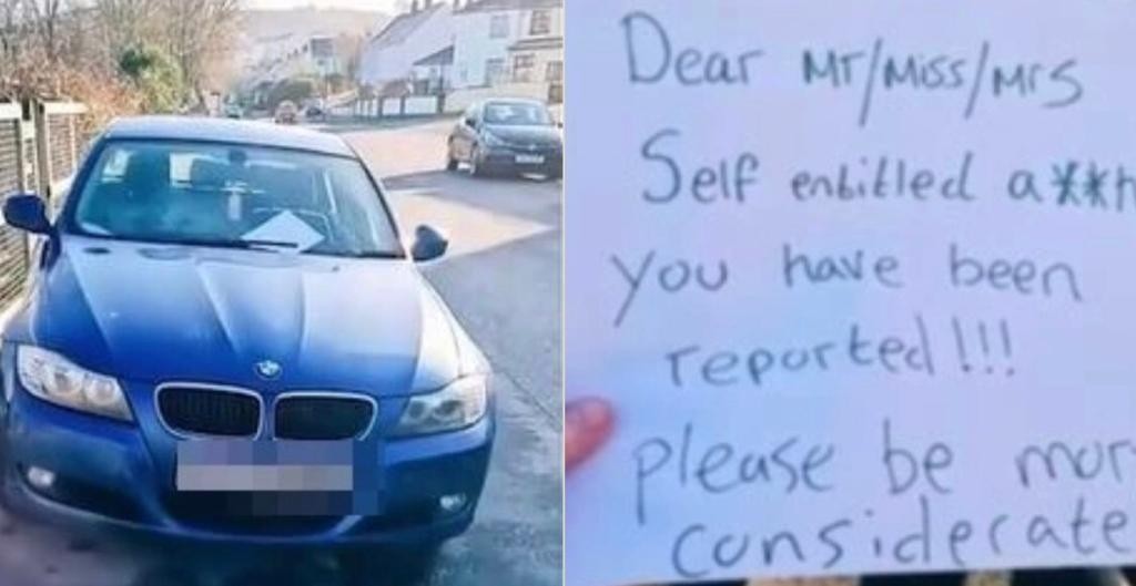 BMW estacionada sobre a calçada causou revolta em uma mãe (Foto: Reprodução Facebook)
