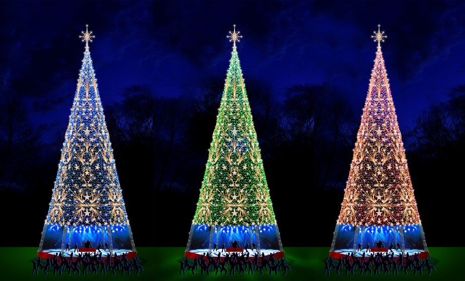 Niterói inaugura sua árvore de Natal de 50 metros  no dia 1º. Com oito mil mirolâmpadas, a árvore terá essas três cores da foto