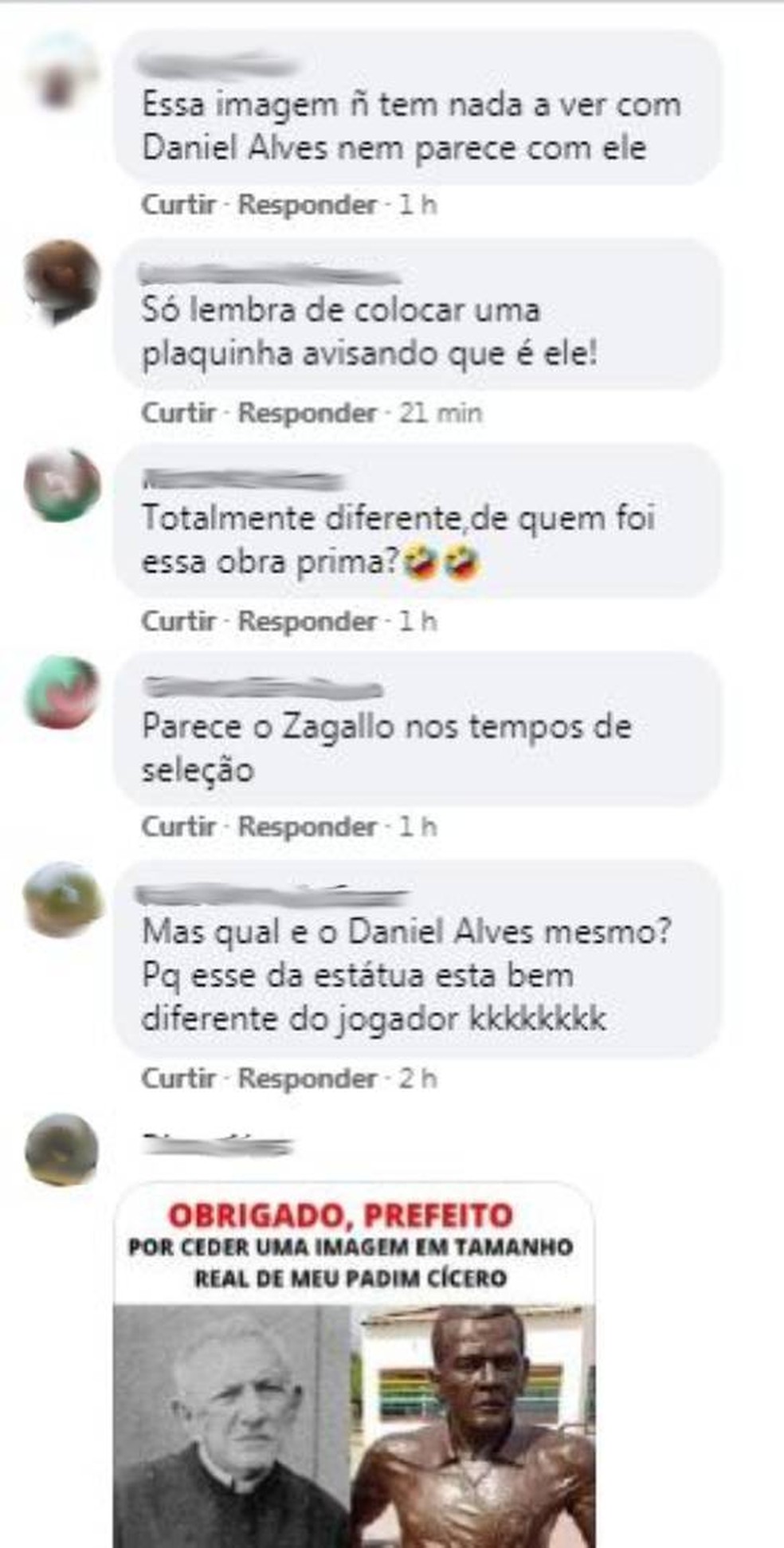Memes com estátua de Daniel Alves — Foto: Reprodução