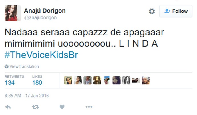 Anajú Dorigon comenta Audições do The Voice Kids em rede social (Foto: Reprodução)