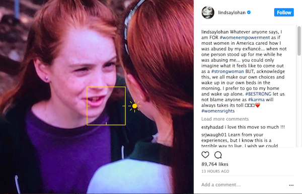 A mensagem compartilhada por Lindsay Lohan nas redes sociais (Foto: Instagram)