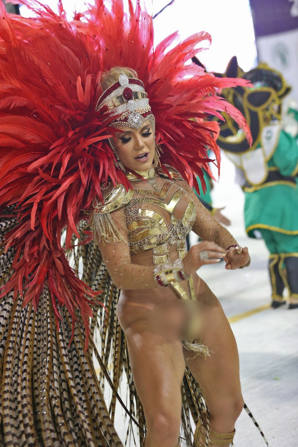 Figurino trai rainha de bateria da X9 Pioneira, e Musa da Gavies acaba mostrando demais em desfile em Santos  Foto: A Tribuna Jornal