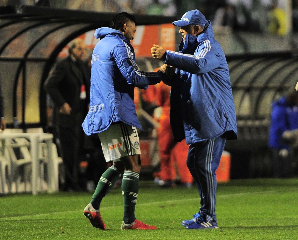 Luiz Felipe Scolari e Borja no Palmeiras — Foto: Marcos Ribolli