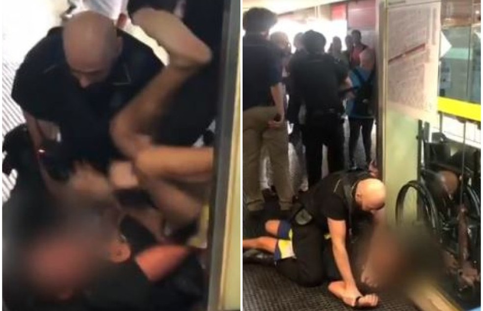 Adolescente e jovem são agredidos por segurança durante confusão no metrô de SP — Foto: Reprodução