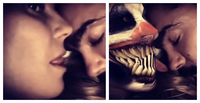 Heidi Klum usou um filtro de um palhaço fantasmagórico em vídeo feito enquanto o marido dormia (Foto: Instagram)