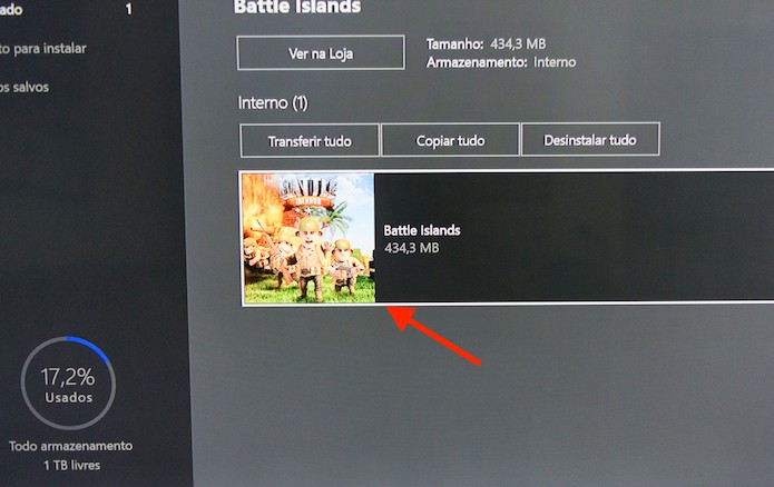 Selecionando o ícone de um jogo na página de gerenciamento do Xbox One (Foto: Reprodução/Marvin Costa)