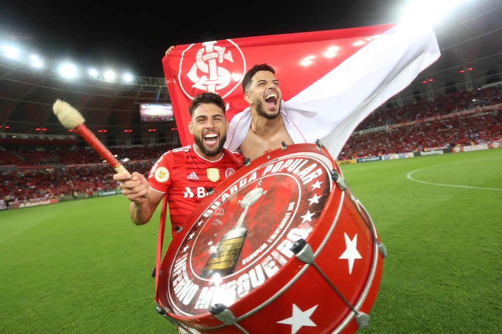 Yuri Alberto comemora a vitória do Inter no Gre-Nal — Foto: Ricardo Duarte/Divulgação Inter