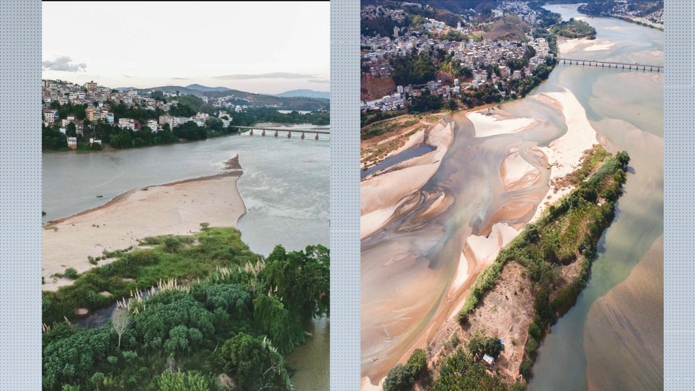 Projeto de estudante registra aumento de bancos de areia no Rio Doce, no ES  â Foto: ReproduÃ§Ã£o/ TV Gazeta 