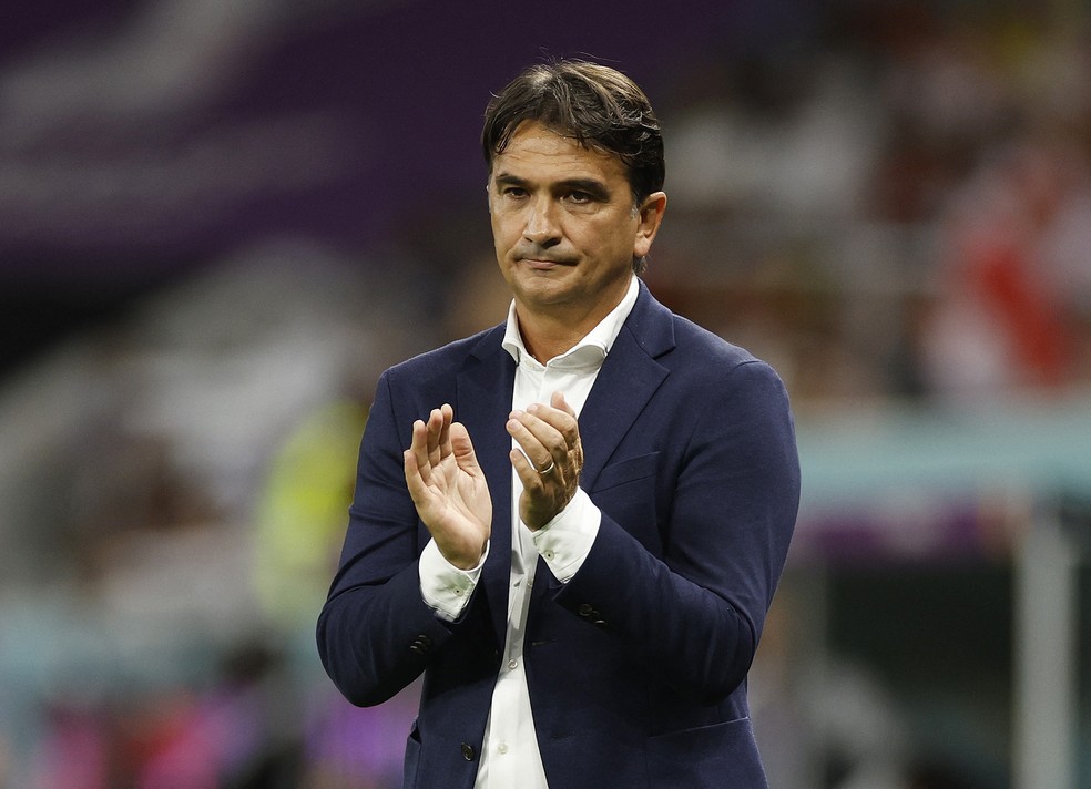 Zlatko Dalic, t&eacute;cnico da Cro&aacute;cia, na partida contra a B&eacute;lgica &mdash; Foto: Reuters