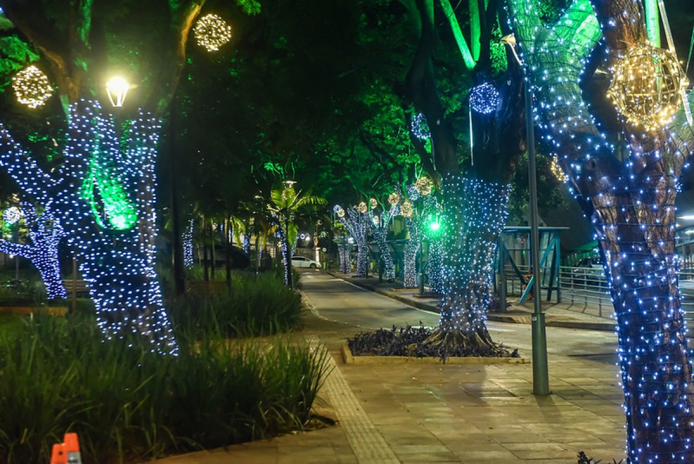 Luzes de Natal são acesas em praças de Uberaba; veja os pontos iluminados |  Triângulo Mineiro | G1