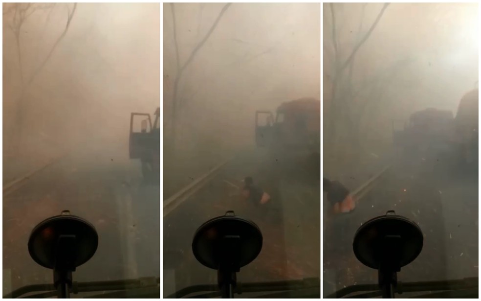 Motorista salta de carreta durante incêndio em rodovia em Olímpia — Foto: Arquivo