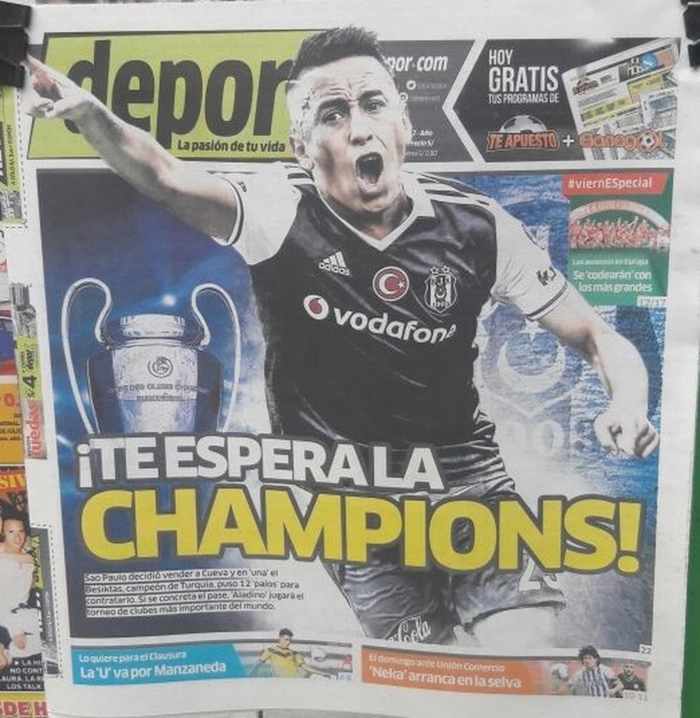Jornal destaca possível saída de Cueva do SP