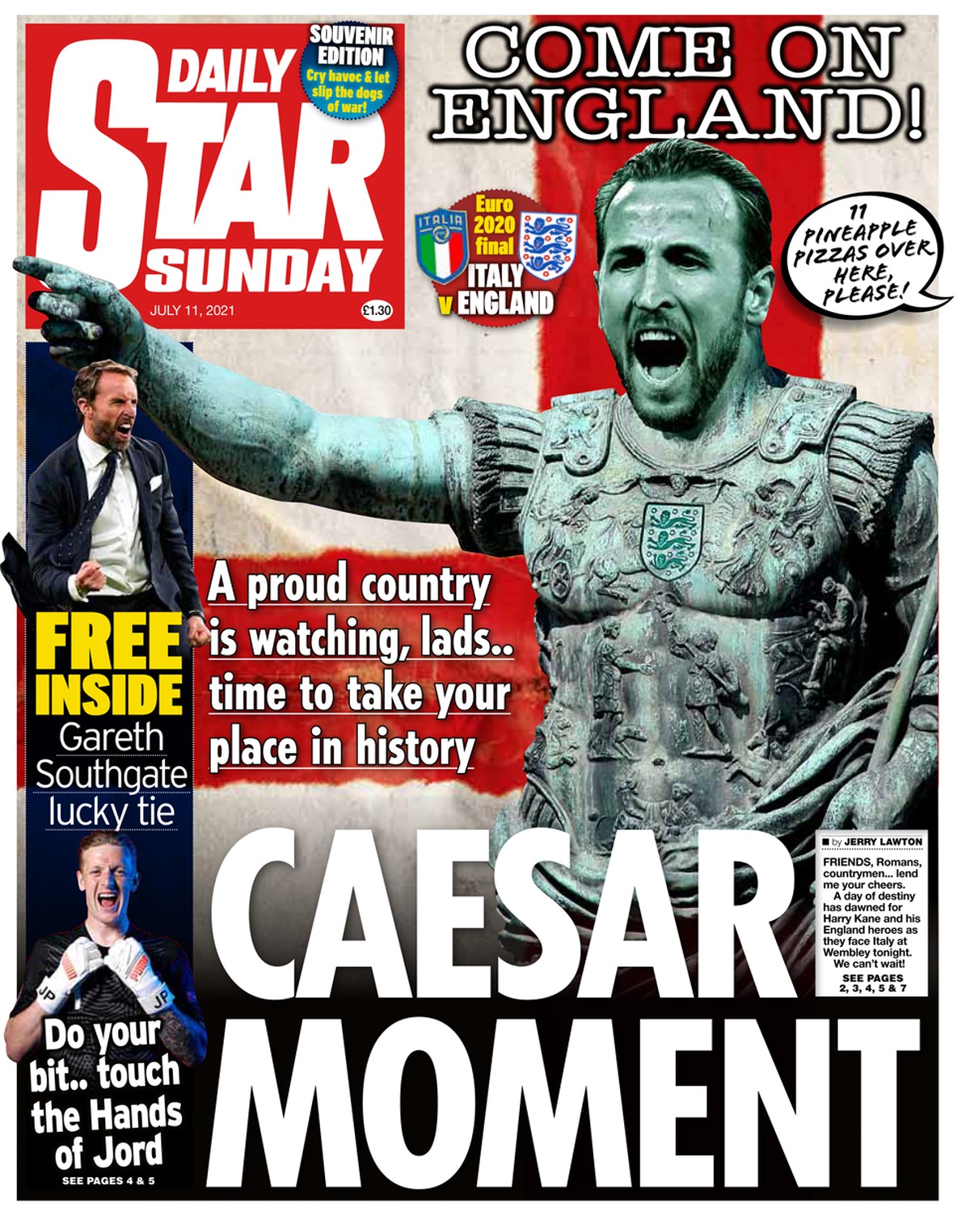 Jornal coloca Harry Kane de Júlio César antes de Itália x Inglaterra: veja capas para final da Euro - Vimarsana News