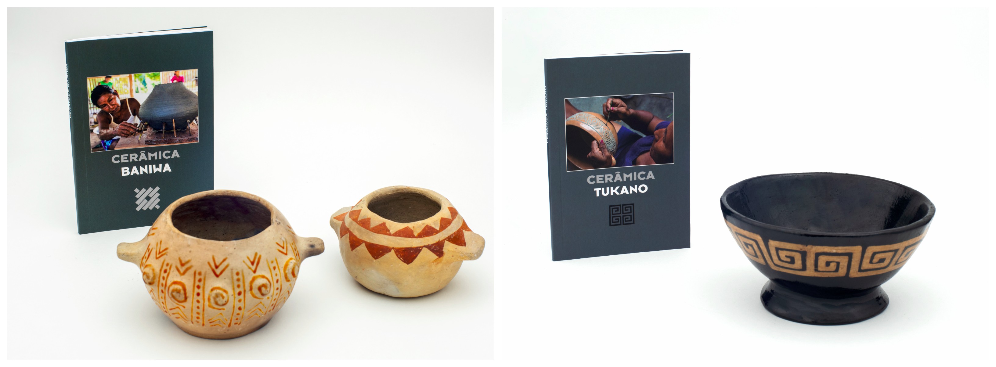 Livros sobre a Cerâmica Baniwa e Tukano realizados pelo ISA e FOIRN (Foto: Divulgação)