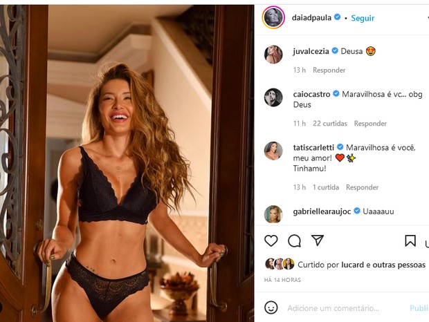 Caio Castro se derrete por Daiane de Paula em clique de lingerie (Foto: Reprodução/Instagram)
