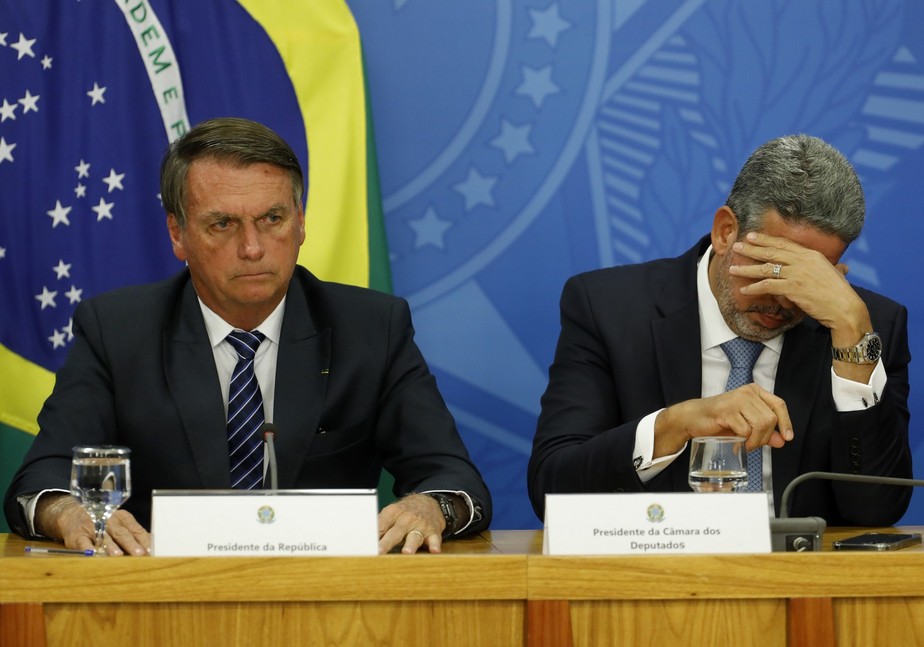 Jair Bolsonaro e o presidente da Câmara, Arthur Lira, no Palácio do Planalto