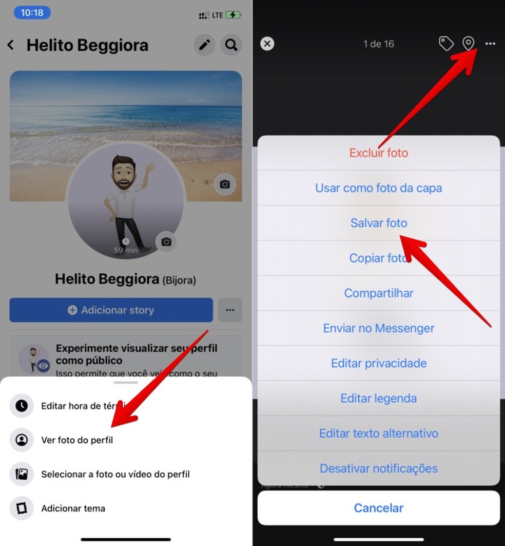 É possível salvar o avatar do Facebook e utilizá-lo no WhatsApp como foto de perfil — Foto: Reprodução/Helito Beggiora