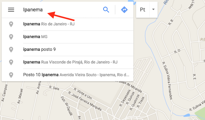 Pesquisando por uma cidade no Google Mapas para verificar preços de hospedagem em hotéis (Foto: Reprodução/Marvin Costa)