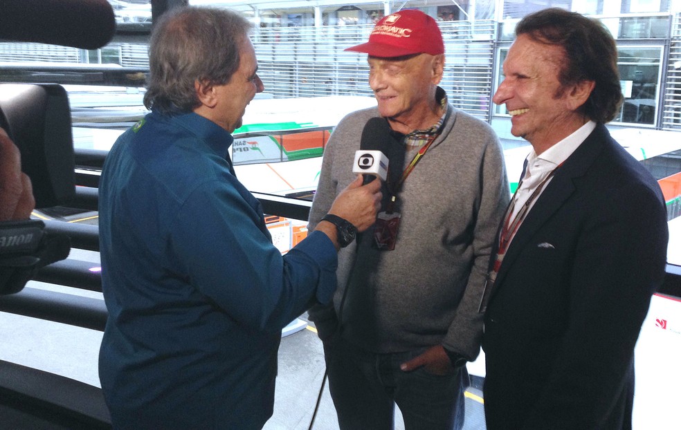 Reginaldo entrevista Niki Lauda, rival de Emerson em 1974 â Foto: Rafael Lopes