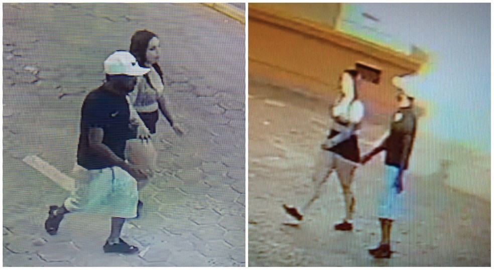 Câmeras de segurança mostram que o suspeito estava com a jovem no dia 9 de outubro. — Foto: Câmeras de segurança/Reprodução