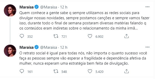 Maraisa nega indiretas ao namoro de Maiara e Fernando (Foto: Reprodução/Twitter)