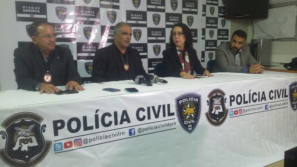 PolÃ­cia Civil divulgou o resultado da OperaÃ§Ã£o Xerife em entrevista coletiva (Foto: SÃ©rgio Henrique Santos/Inter TV Cabugi)