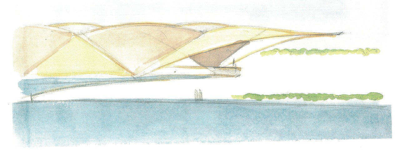 Aquarelas feitas por Calatrava durante o desenvolvimento do projeto (Foto: Museu do Amanhã / Divulgação)