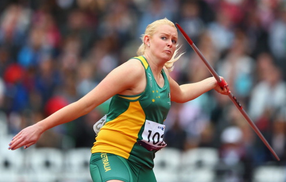 Jessica teve passagens no atletismo e competiu na modalidade em Londres 2012 â Foto: Michael Steele/Getty Images
